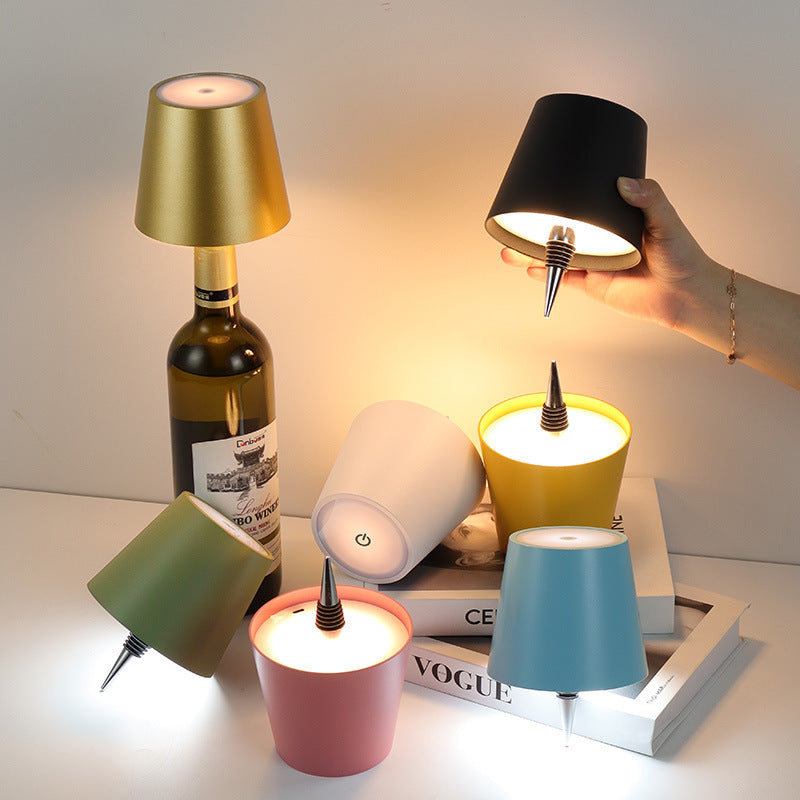Yellow Cordless Tri-Color Wine Bottle LED Lamp