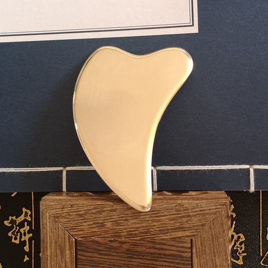 Brass Heart Gua Sha Tool – 3mm Facial Scraper for Lymphatic Drainage & Tension Relief