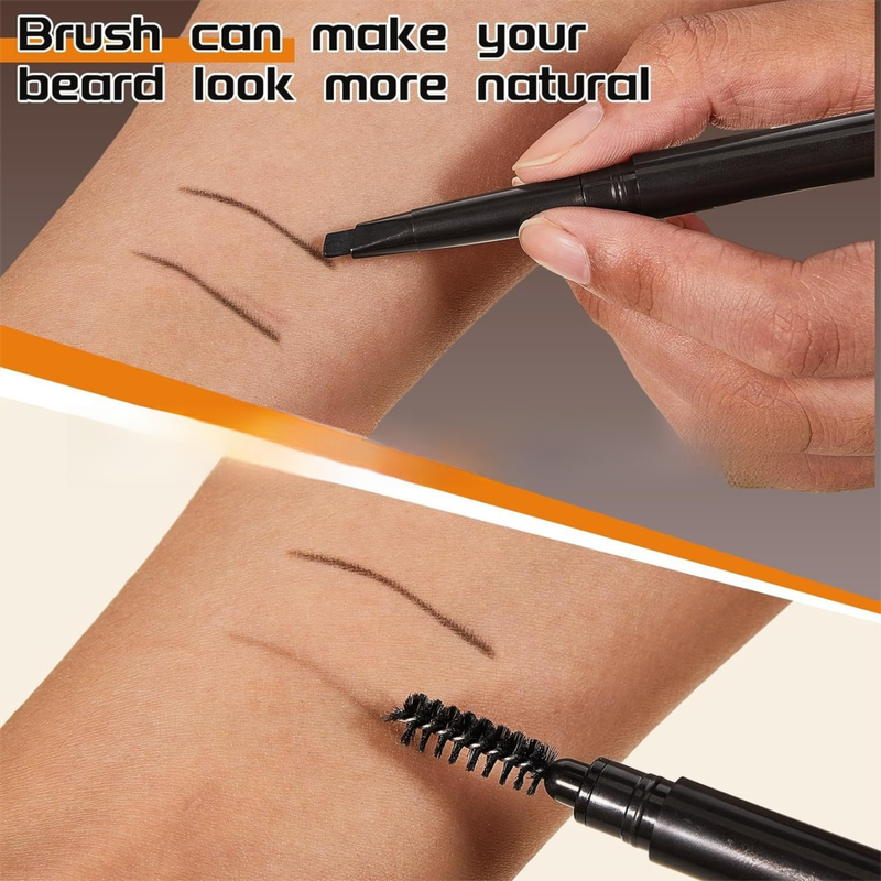 4-Pack Dark Brown Beard Filler Pen for Men - Waterproof, Precision Tip and Brush for Covering Beard and Hairline