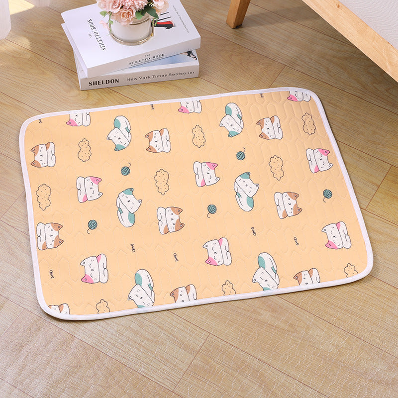 2-Pack Orange Cat Pet Summer Cooling Latex Pad (S Size: 40*30cm) - Breathable Ice Silk & Latex-Filled Dog Bed Cat Sleeping Mat with Non-Slip Base