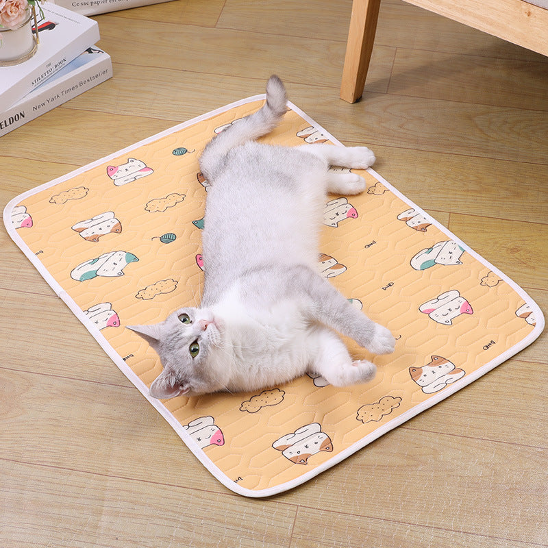 2-Pack Orange Cat Pet Summer Cooling Latex Pad (L Size: 60*45cm) - Breathable Ice Silk & Latex-Filled Dog Bed Cat Sleeping Mat with Non-Slip Base
