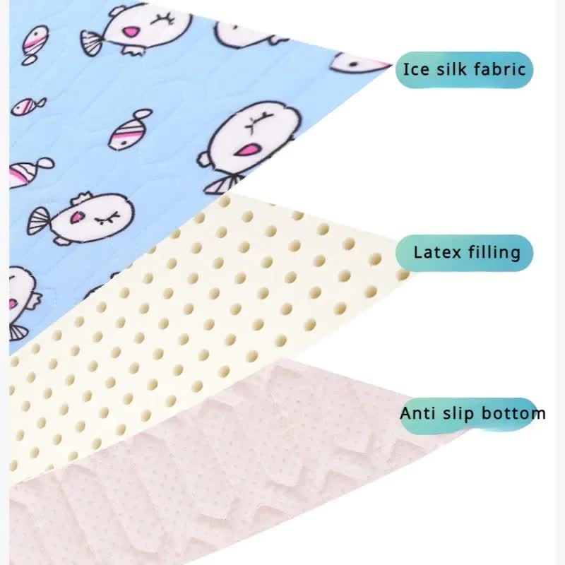 2-Pack Gray Rabbit Pet Summer Cooling Latex Pad (XL Size: 70*50cm) - Breathable Ice Silk & Latex-Filled Dog Bed Cat Sleeping Mat with Non-Slip Base