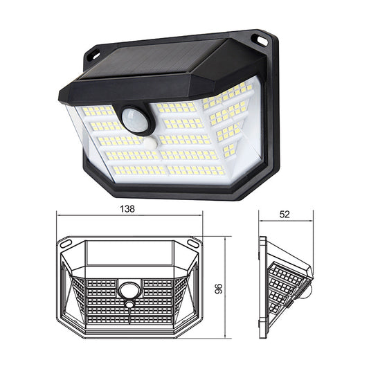 2-Pack Solar Motion Sensor Wall Light(230-Bead LED) -  3 Lighting Modes, IP64 Waterproof, Three-Sided Wide-Angle Lighting for Outdoor Security and Garden Lighting