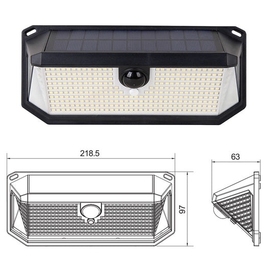 2-Pack Solar Motion Sensor Wall Light(416-Bead LED) -  3 Lighting Modes, IP64 Waterproof, Three-Sided Wide-Angle Lighting for Outdoor Security and Garden Lighting