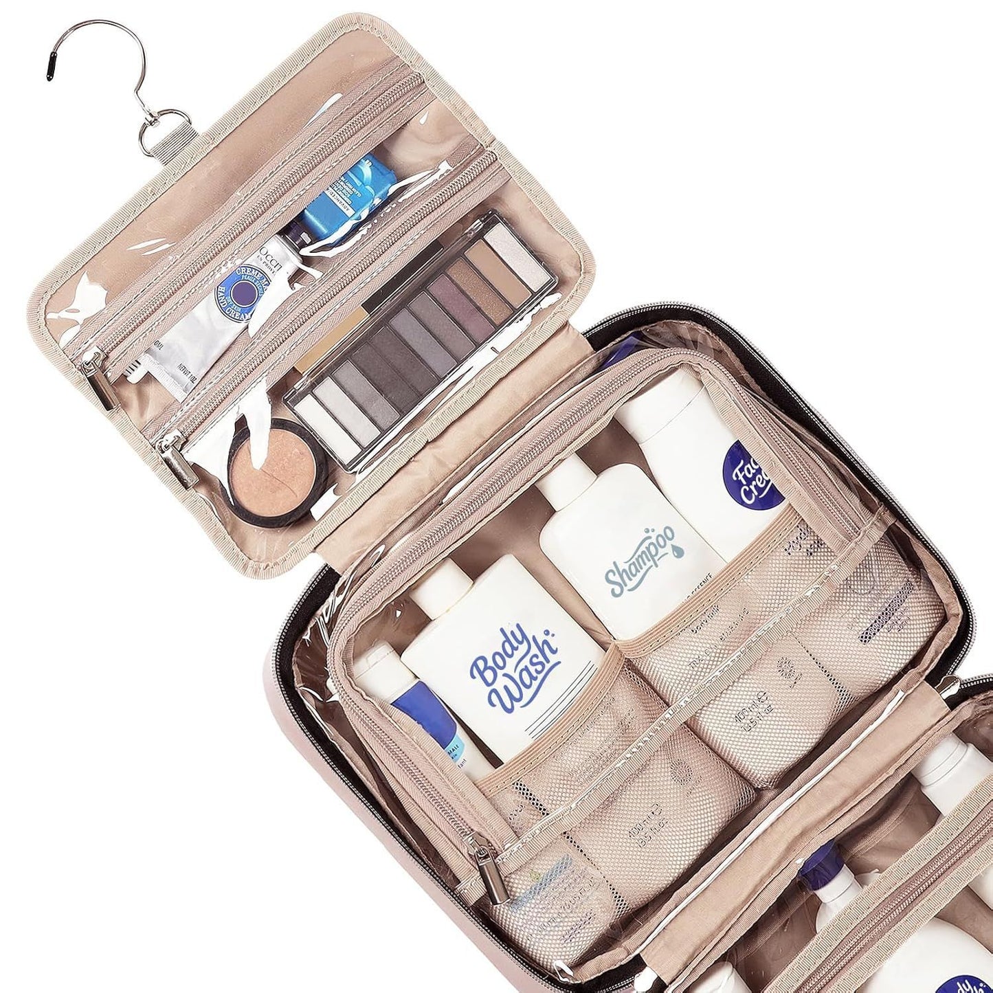 Purple Large Capacity Hanging Toiletry Bag for Women(30.5 x 22.5 x 12 cm) - Checked Pattern Waterproof Cosmetic Organizer, Dry/Wet Separation & Multi-Compartment