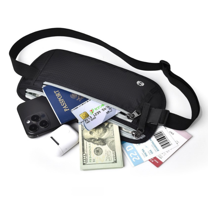 Yellow RFID Blocking Slim Anti-Theft Fanny Pack for Outdoor Travel - Hidden Money Belt for Passport, Documents & Cash