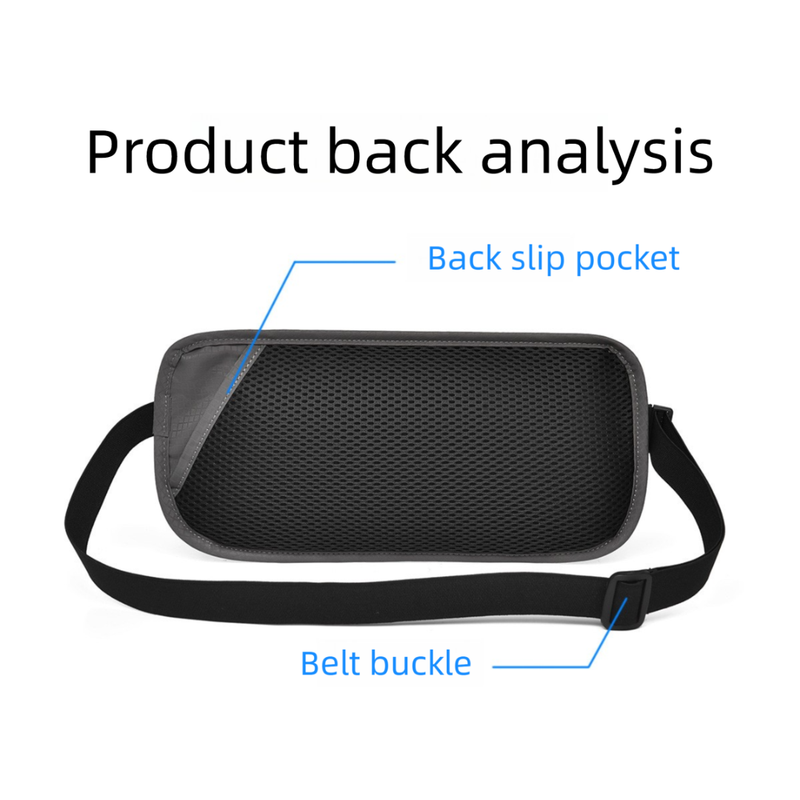 Dark Grey RFID Blocking Slim Anti-Theft Fanny Pack for Outdoor Travel - Hidden Money Belt for Passport, Documents & Cash