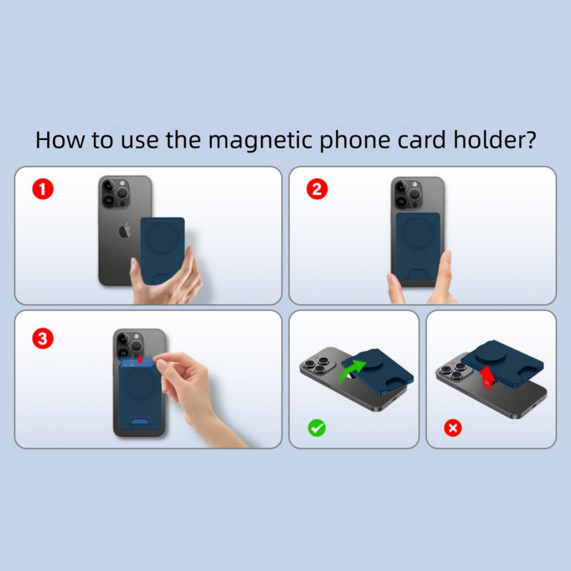 2-Pack 2-in-1 Dark Blue Magnetic Card Wallet Integrated Pop Airbag Stand(9.5x6x0.8 CM) - Including Magnetic Ring, for MagSafe Compatible iPhone 14/13/12 Series & Standard Phone Cases