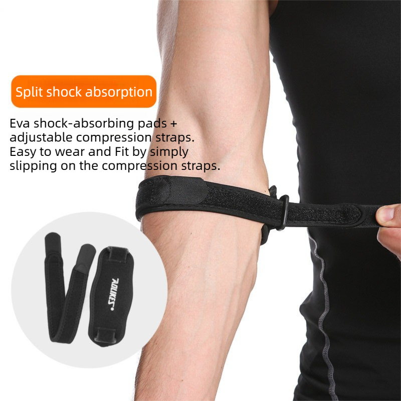 Two-Pair Blue Adjustable Compression Elbow Brace with Thick Sponge Padding - Sports Support for Various Sports and Everyday Work
