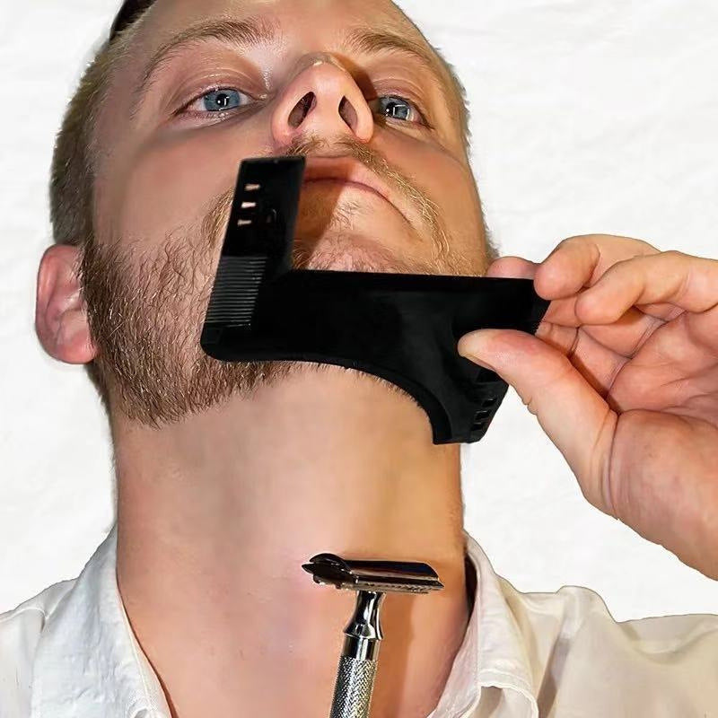 4-Pack Dual-Sided Beard Shaping Tool - Template Comb Set for Cheek, Neckline, and Jawline Grooming