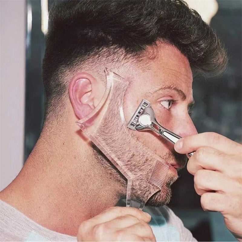 4-Pack Dual-Sided Beard Shaping Tool - Template Comb Set for Cheek, Neckline, and Jawline Grooming
