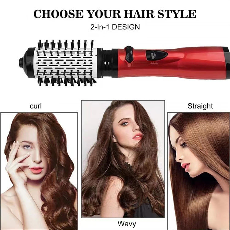 2-in-1 Pink Automatic Rotating Hot Air Styler(38/50mm Curling Barrel) - Multifunctional Hair Dryer Brush, Straightener & Curler with 3 Heat Settings and 360° Bi-directional Rotation