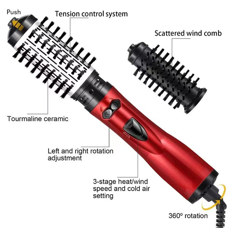2-in-1 Pink Automatic Rotating Hot Air Styler(38/50mm Curling Barrel) - Multifunctional Hair Dryer Brush, Straightener & Curler with 3 Heat Settings and 360° Bi-directional Rotation