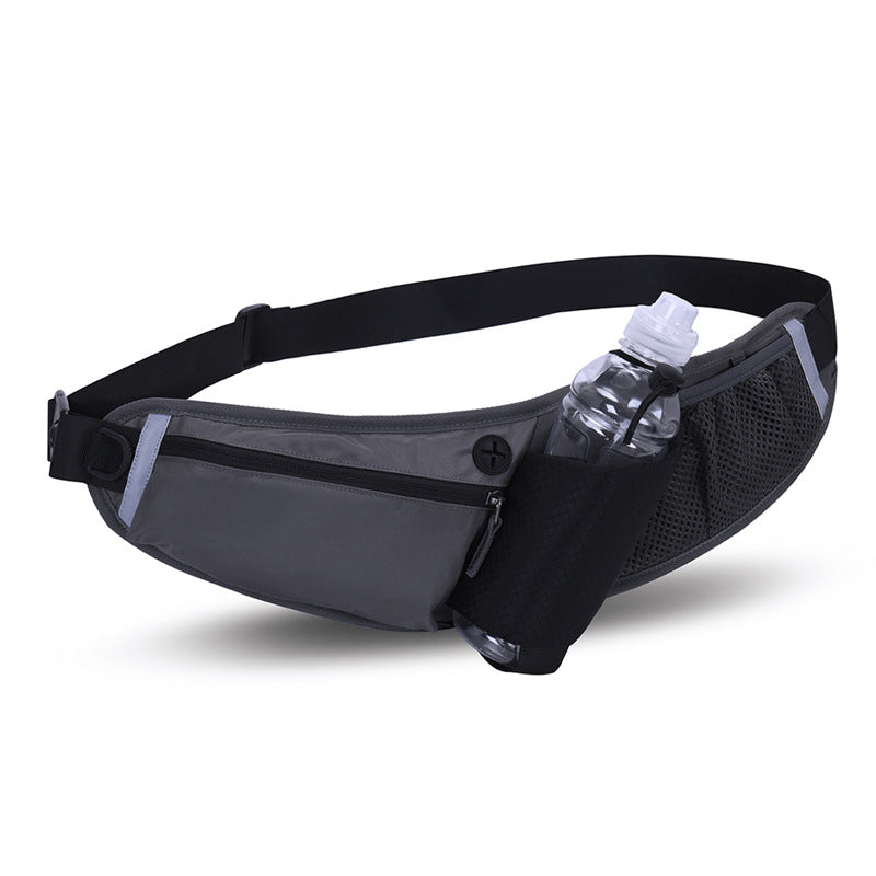 Black Adjustable Large Capacity Outdoor Sports Running Waist Pack(Waistline 70-160CM) - Multifunctional Marathon Pouch With Water Bottle Holder & Headphone Exit