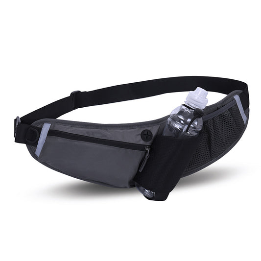 Black Adjustable Large Capacity Outdoor Sports Running Waist Pack(Waistline 70-160CM) - Multifunctional Marathon Pouch With Water Bottle Holder & Headphone Exit