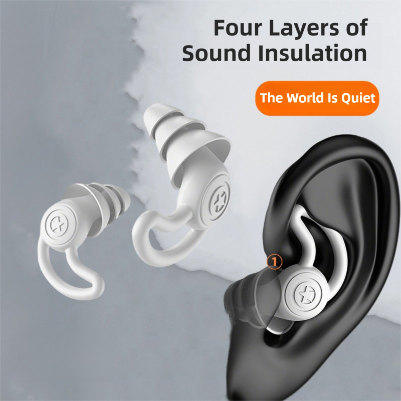 2-Pairs Green Noise Reduction Silicone Ear Plugs for Swimming, Sleep, and Study - Waterproof Reusable Sound Blocking Earplugs