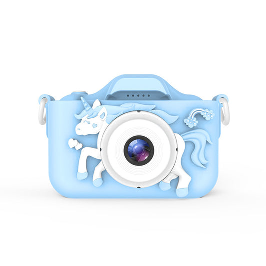 X2 Blue HD Dual Lens Kids Unicorn Digital Camera - Multi-Functions With 20MP Interpolation, Photo & Multiple Filters, 1080P Video and Game