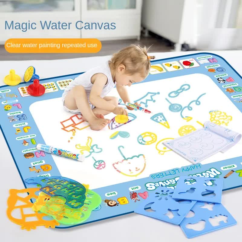 80x60CM World Map Theme Magic Water Doodle Mat - Educational Aqua Canvas, Deluxe 10-Piece Set