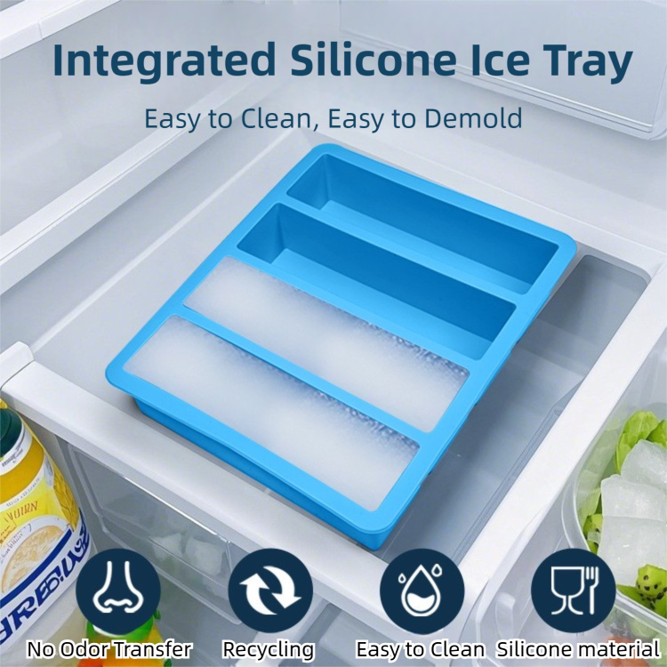 2-Packs Blue Flexible 4-Grid Silicone Long Ice Cube Tray with Lid - Easy Release Reusable Mold for Narrow Bottles & Cocktails