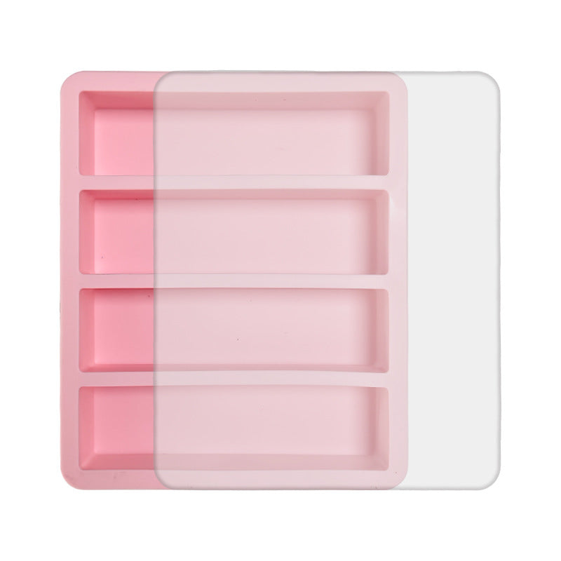 2-Packs Pink Flexible 4-Grid Silicone Long Ice Cube Tray with Lid - Easy Release Reusable Mold for Narrow Bottles & Cocktails