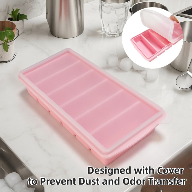 2-Packs Yellow 6-Grid Extra Long Silicone Ice Cube Tray - Easy Release Reusable Food Grade Mold for Whiskey, Cocktails & Commercial Use