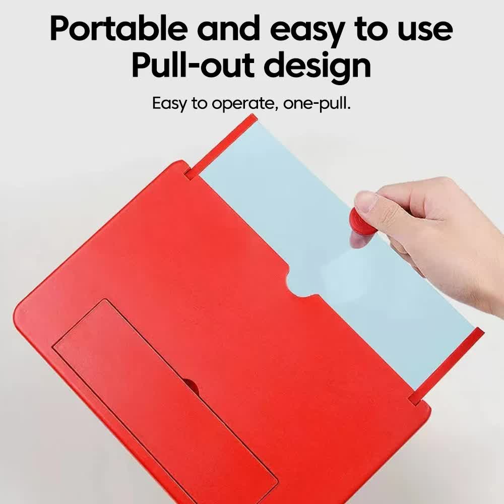 White 12-Inch Ultra-Clear Portable Retractable HD Mobile Phone Screen Magnifier - Eye Protection Fresnel Lens Projector, with Built-in Phone Holder & Adjustable Base