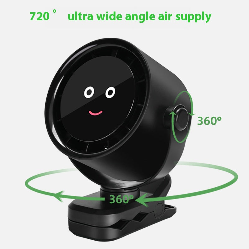 White Portable Stroller Fan with LED Display - Bladeless Safety Clip-On Fan for Baby & Desk (4000mAh, 360 degree Rotation)