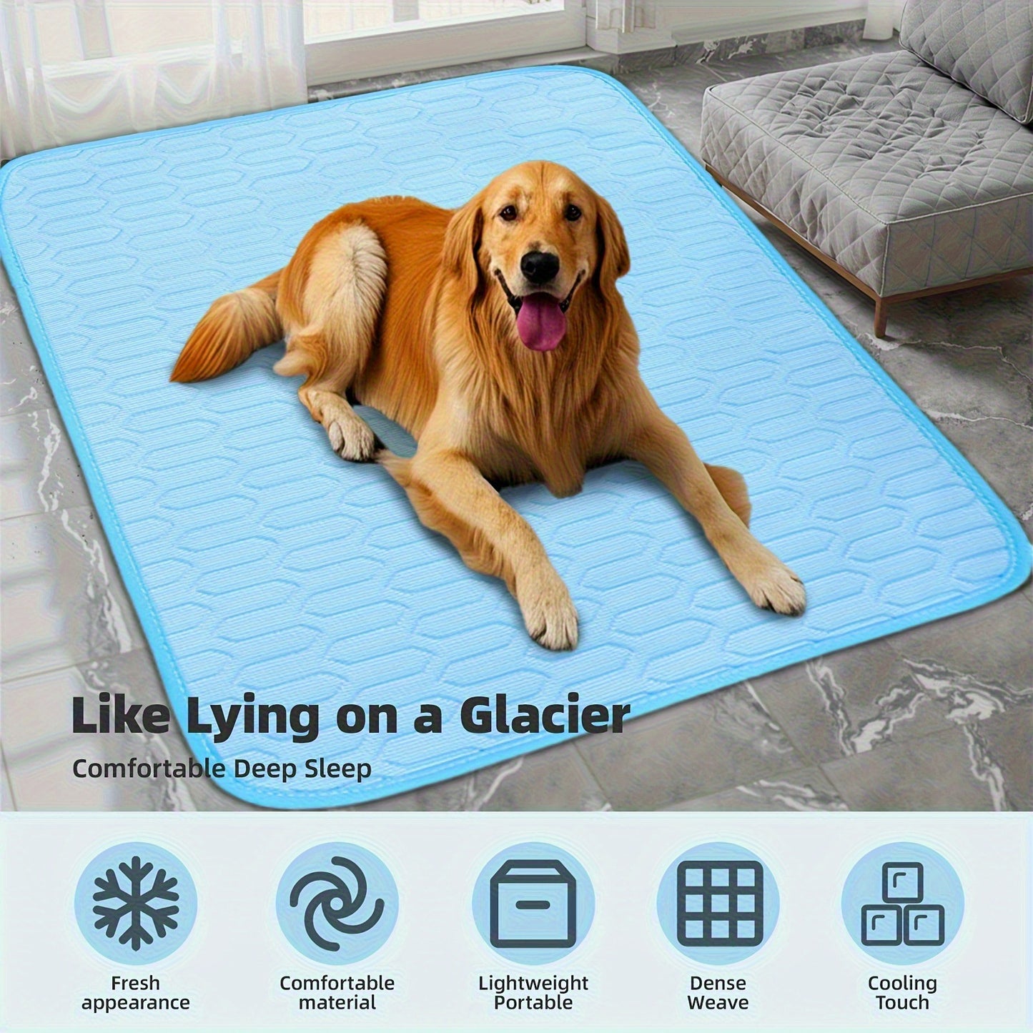 Blue Pet Summer Ice Silk Cooling Mat - Breathable Latex Sleep Pad for Dogs & Cats (50*40cm)
