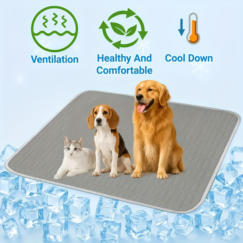 Blue Pet Summer Ice Silk Cooling Mat - Breathable Latex Sleep Pad for Dogs & Cats (50*40cm)