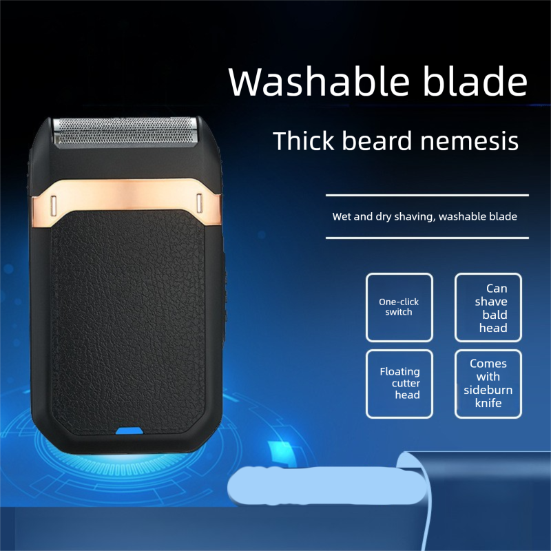 Silver Rechargeable Electric Shaver for Men - Wet/Dry Reciprocating Razor with Pop-up Trimmer & Type-C Fast Charge