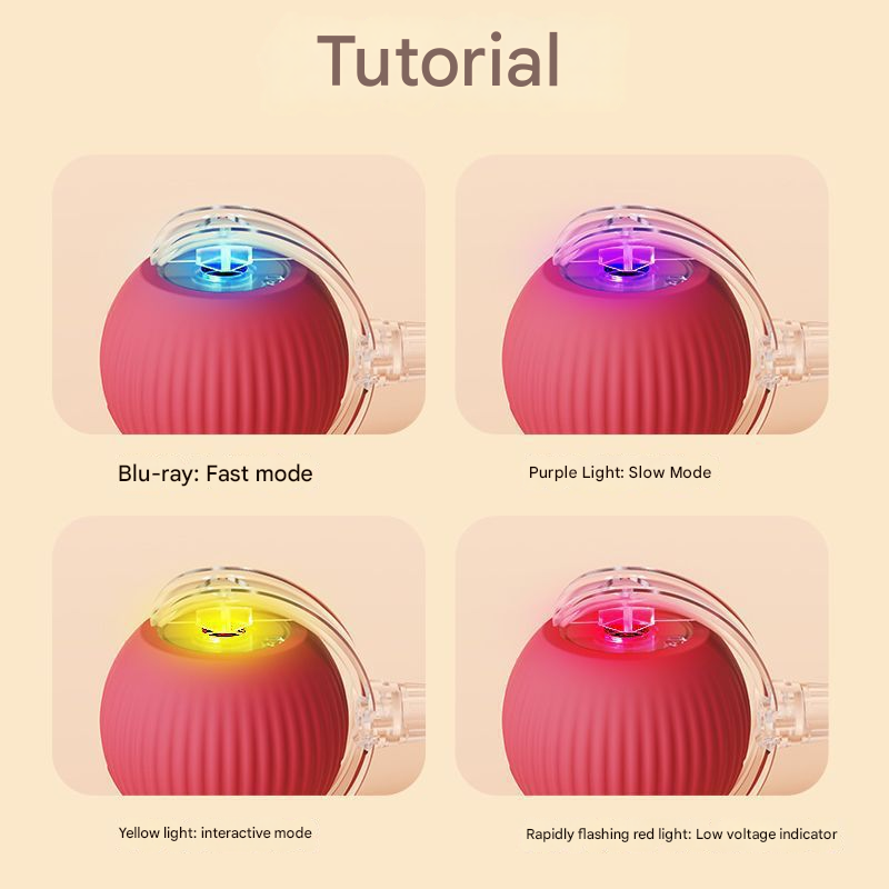 2-PCS Red Automatic Interactive Cat Ball Toy with Rope - Durable & Bite-Resistant Pet Jump Ball for Self-Entertainment & Play