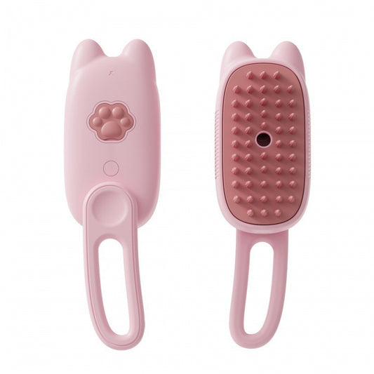 Pink Pet Spray Grooming Brush - 3-in-1 Steam Dematting Comb with Nano Mist for Cats & Dogs - Anti-Flying Hair & Massage