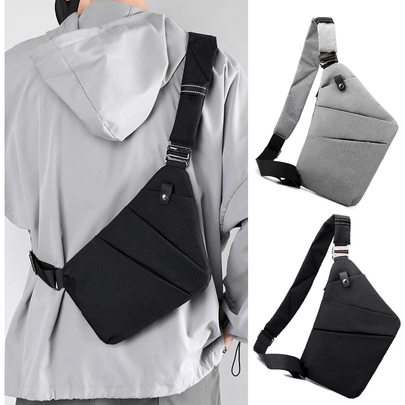 Black Anti-theft Crossbody Sling Bag for Men & Women - Slim, Lightweight Chest Shoulder Pack for Travel & Daily Commute