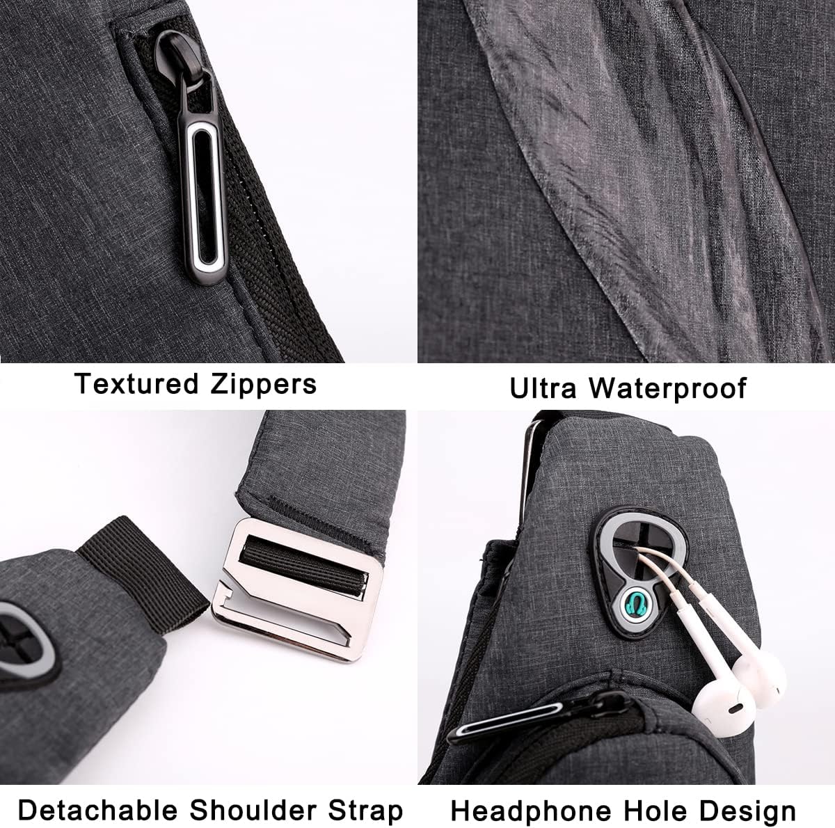 Black left shoulder New Men's Reflective Crossbody Sling Bag - Casual Commuter Shoulder Chest Pack for Daily Essentials