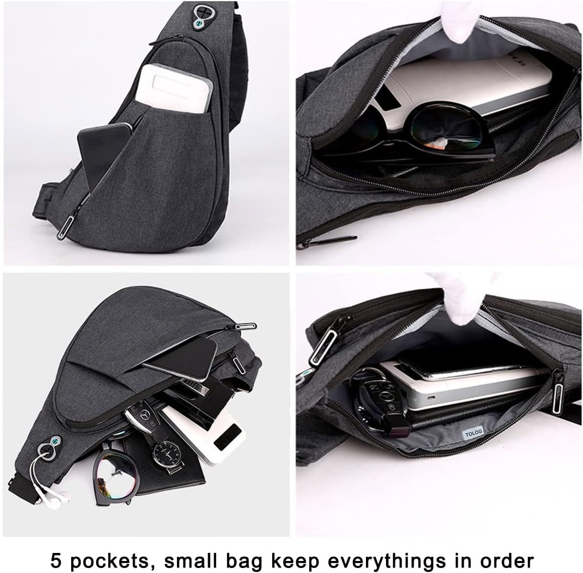 Blue left shoulder New Men's Reflective Crossbody Sling Bag - Casual Commuter Shoulder Chest Pack for Daily Essentials