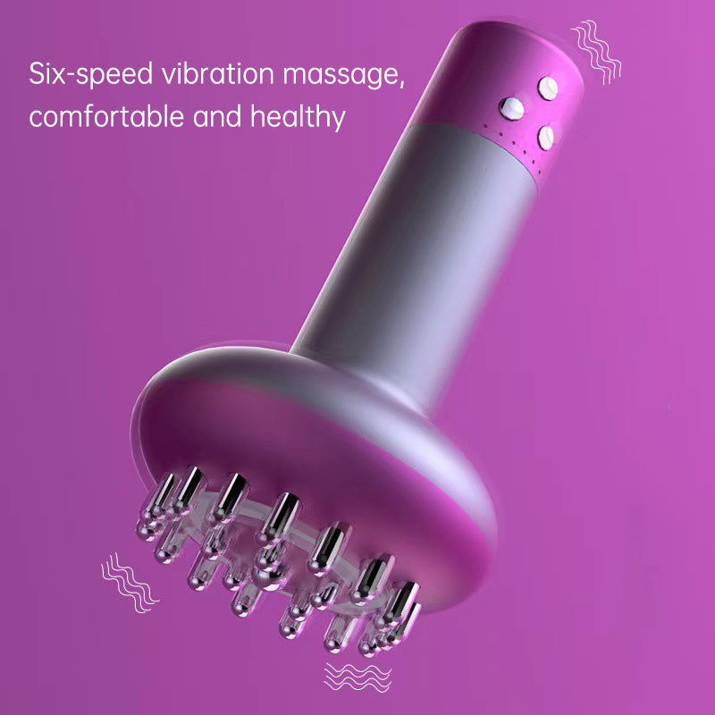 Purple Electric Meridian Brush Massager - 6-in-1 Handheld Device with Vibration, Microcurrent, and Heat Therapy