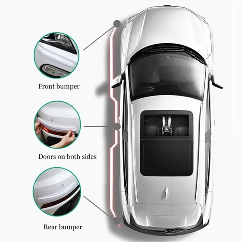 3-PCS White Universal Car Bumper Protector Strips - Carbon Fiber Look Anti-Scratch Guards (2-Pack)