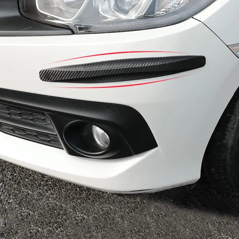 3-PCS Red Universal Car Bumper Protector Strips - Carbon Fiber Look Anti-Scratch Guards (2-Pack)