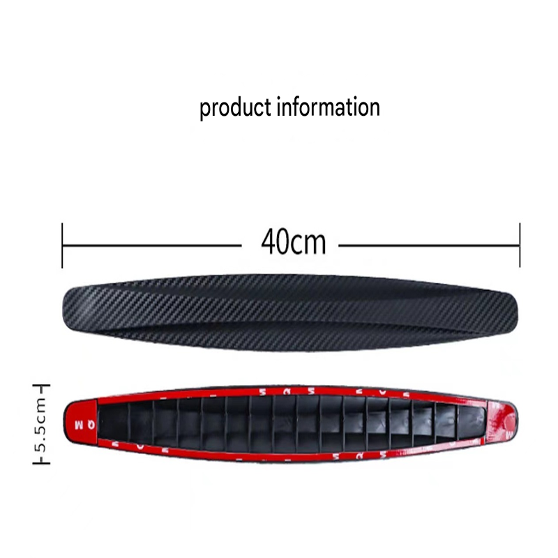 3-PCS Red Universal Car Bumper Protector Strips - Carbon Fiber Look Anti-Scratch Guards (2-Pack)