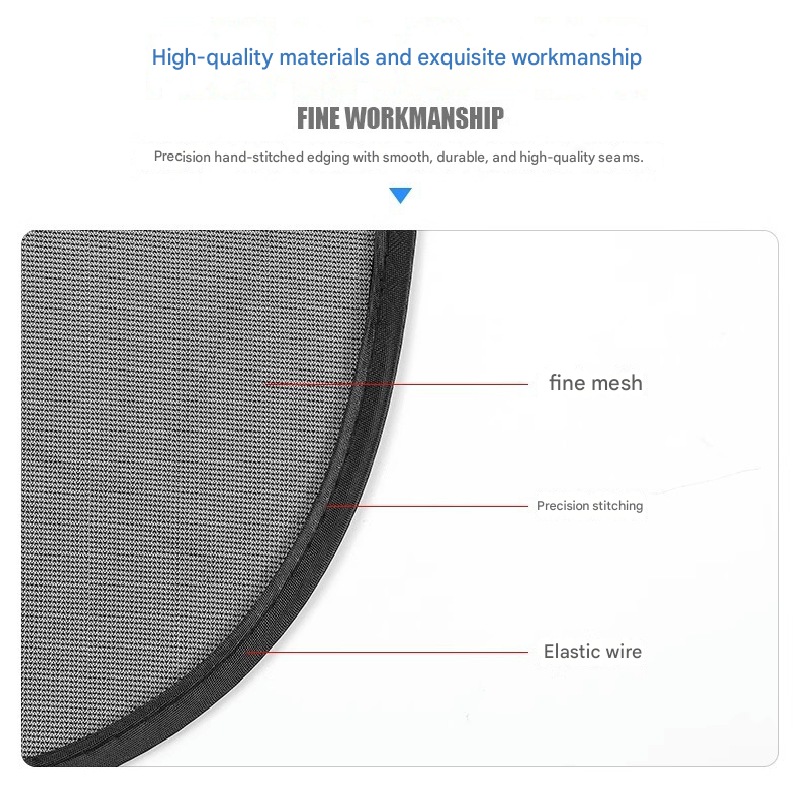 Black Universal Car Window Sun Shade Set - Mesh Fabric UV Protection(One hole-free rear gear + four hole-free side gears)