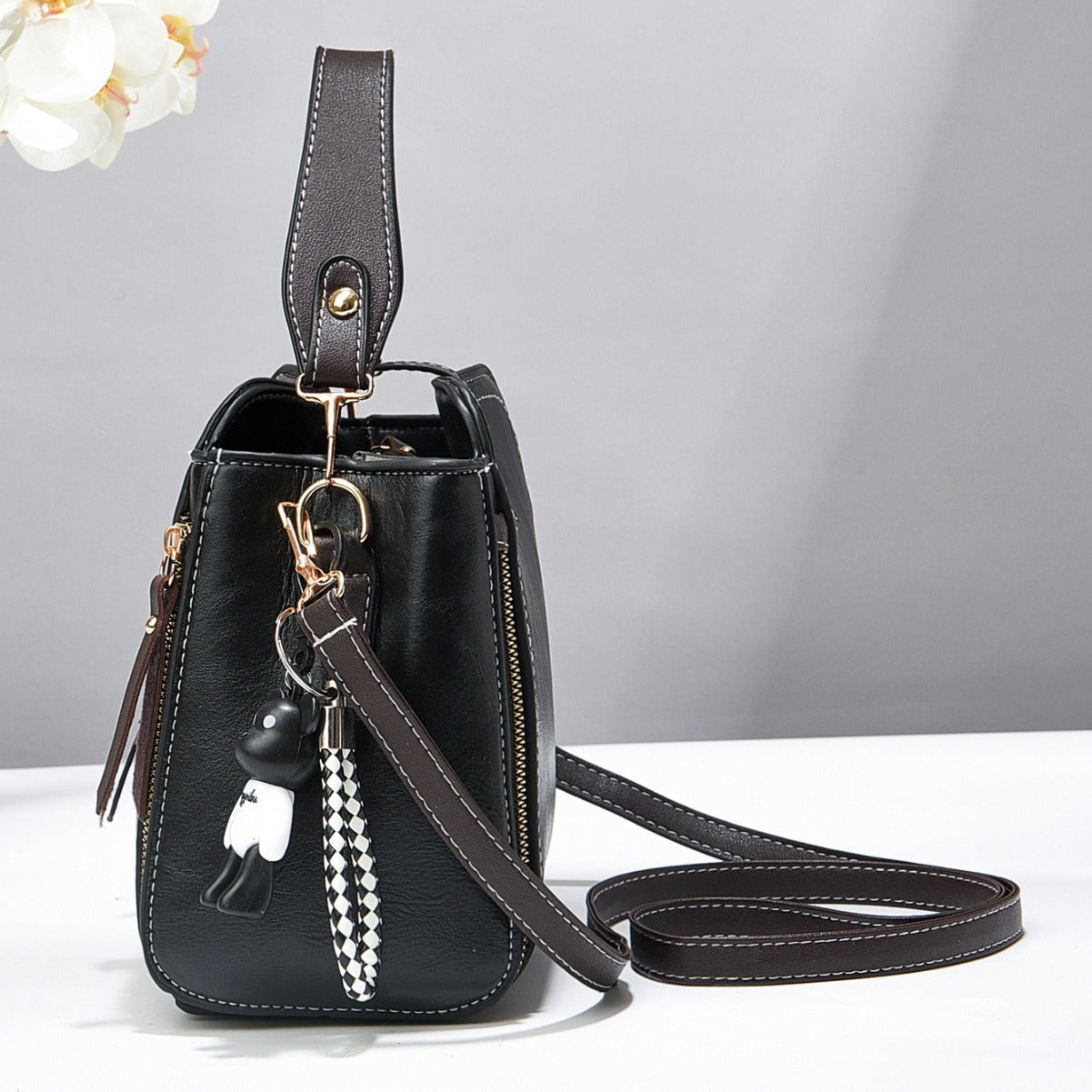 Pink Fashion Women's Bucket Bag - Summer Crossbody Shoulder Handbag with Keychain
