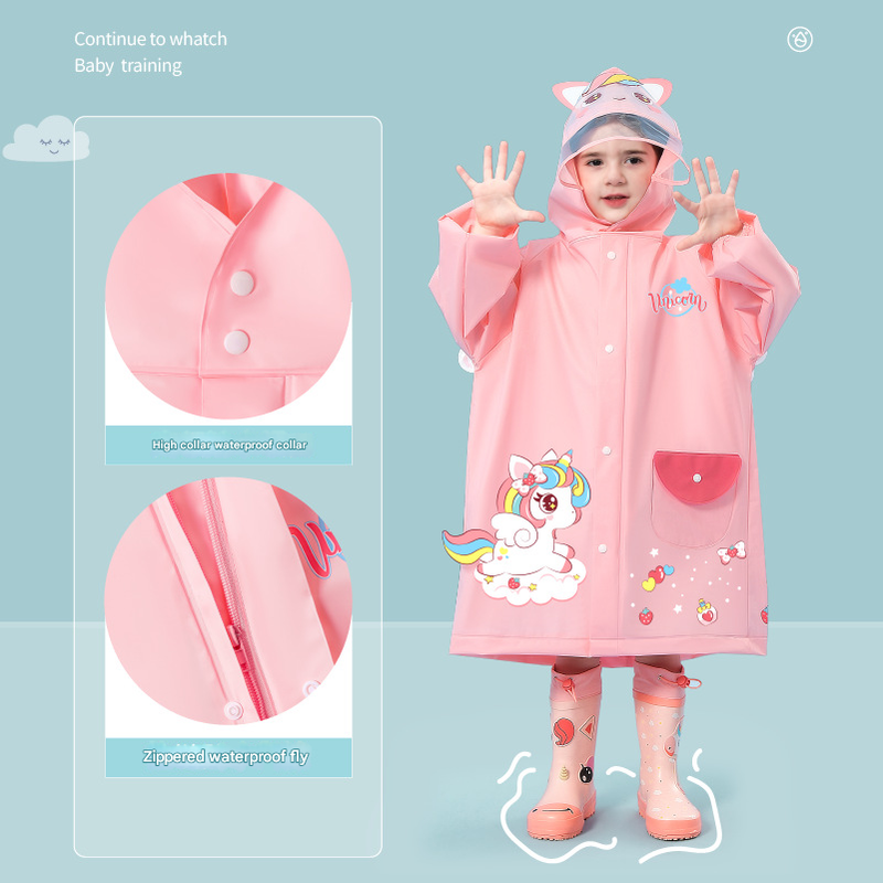 Yellow dinosaur  Kids Waterproof Raincoat with Expandable Backpack Slot Hooded Rain Jacket for Boys & Girls School & Outdoor(size:S)