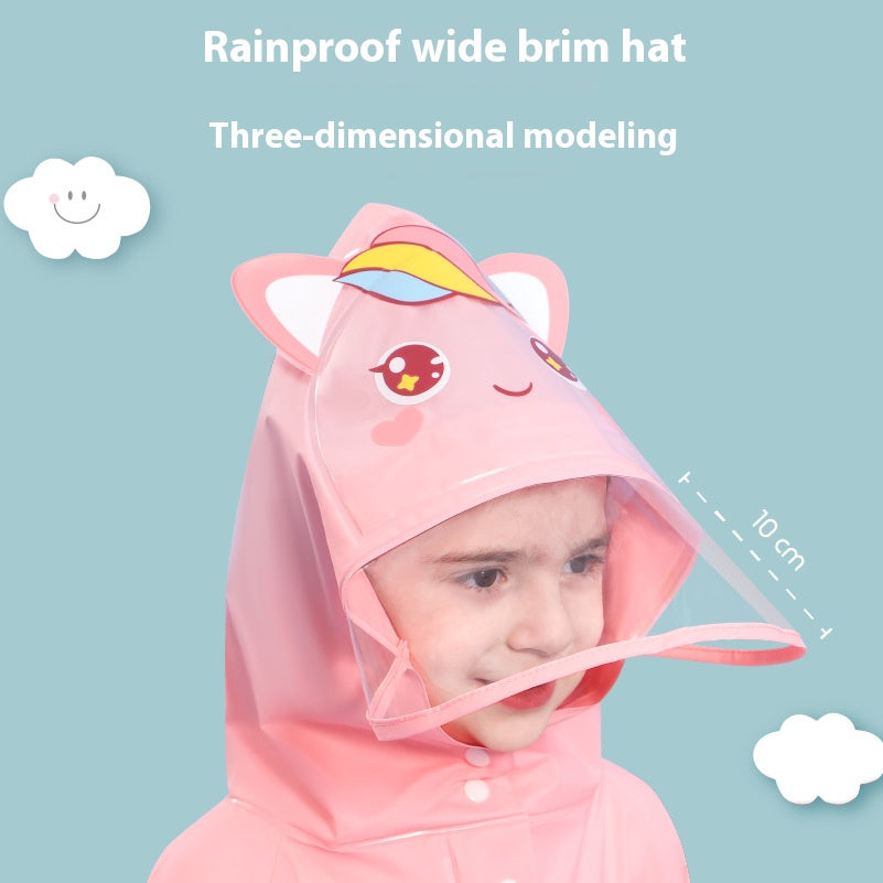 Pink unicorn  Kids Waterproof Raincoat with Expandable Backpack Slot Hooded Rain Jacket for Boys & Girls School & Outdoor(size:M)