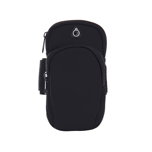 Black Sports Running Armband Bag Water Resistant Phone Pouch with Dual Zipper Pockets Earphone Hole for Gym Jogging Cycling Fits 6.5 Inch Smartphones
