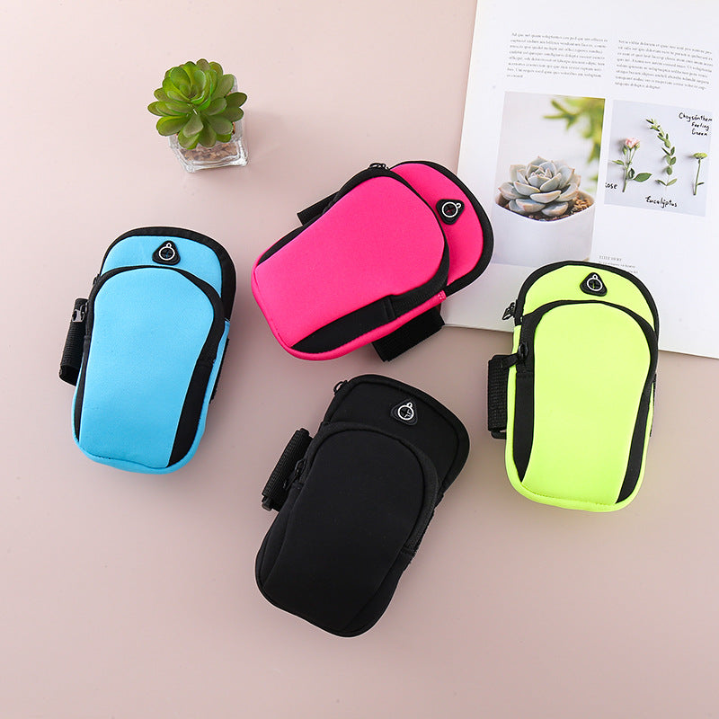 Orange Sports Running Armband Bag Water Resistant Phone Pouch with Dual Zipper Pockets Earphone Hole for Gym Jogging Cycling Fits 6.5 Inch Smartphones