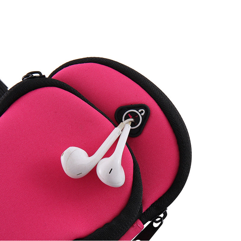 Orange Sports Running Armband Bag Water Resistant Phone Pouch with Dual Zipper Pockets Earphone Hole for Gym Jogging Cycling Fits 6.5 Inch Smartphones