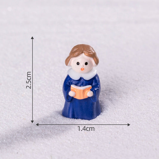 Blue girl 5 Pack Miniature Christmas Figurines DIY Micro Landscape Decoration Accessories Cute Resin Ornaments for Holiday Crafts