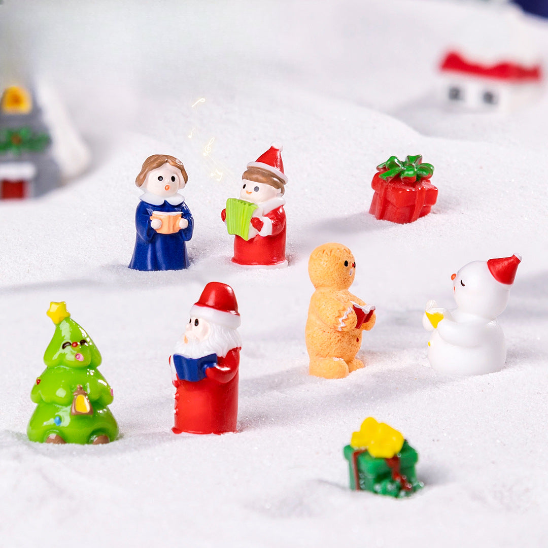 Blue girl 5 Pack Miniature Christmas Figurines DIY Micro Landscape Decoration Accessories Cute Resin Ornaments for Holiday Crafts