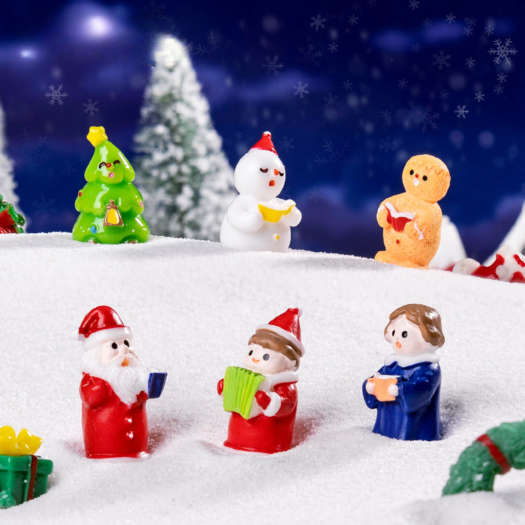 Blue girl 5 Pack Miniature Christmas Figurines DIY Micro Landscape Decoration Accessories Cute Resin Ornaments for Holiday Crafts