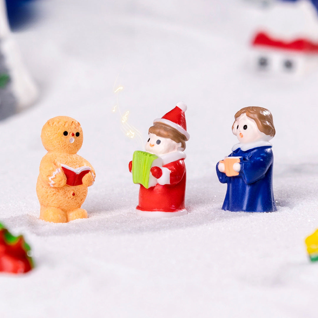 White snowman 5 Pack Miniature Christmas Figurines DIY Micro Landscape Decoration Accessories Cute Resin Ornaments for Holiday Crafts
